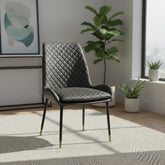Leather Steel Legs Dining Chairs (Set of 2) - Grey