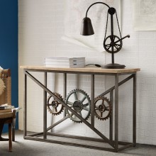 Evoke Iron / Wooden Industrial Console Table with Wheels