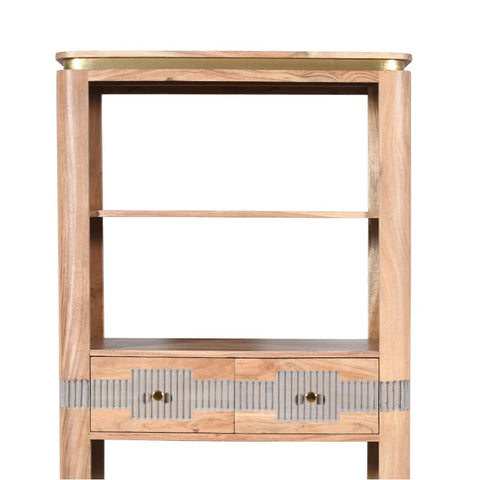 Wilton Acacia Wood 2 Drawers Open Bookcase