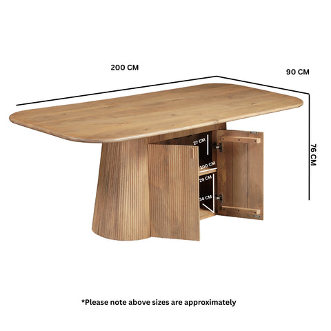 Austin Solid Wood 200cm Dining Table with Storage Sideboard
