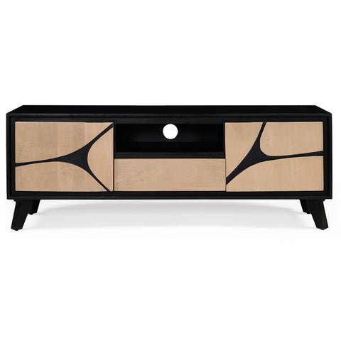 Boho Solid Wood Tv Cabinet With Wooden Legs