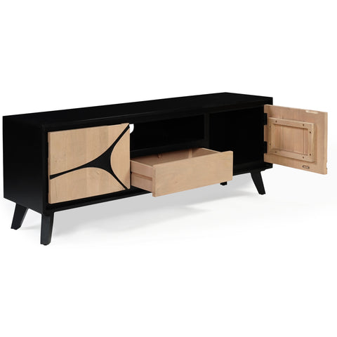 Boho Solid Wood Tv Cabinet With Wooden Legs