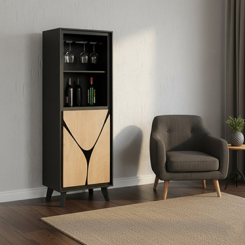 Boho Wooden Bookcase With 2 Doors