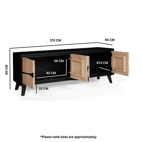 Boho Large Low Board TV Cabinet / Low Sideboard