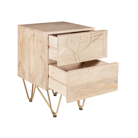 Light Gold 2 Drawer Side Table