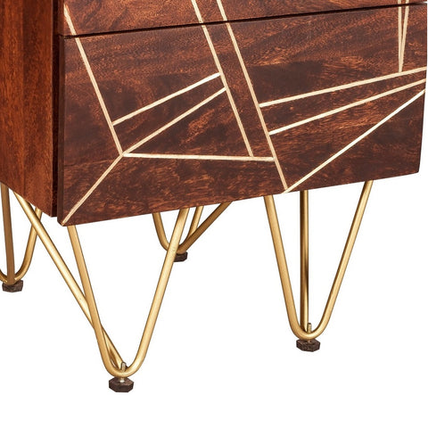 Dark Gold 2 Drawer Side Table