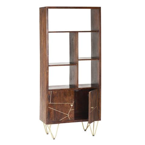 Dark Gold Large Bookcase 2 Door