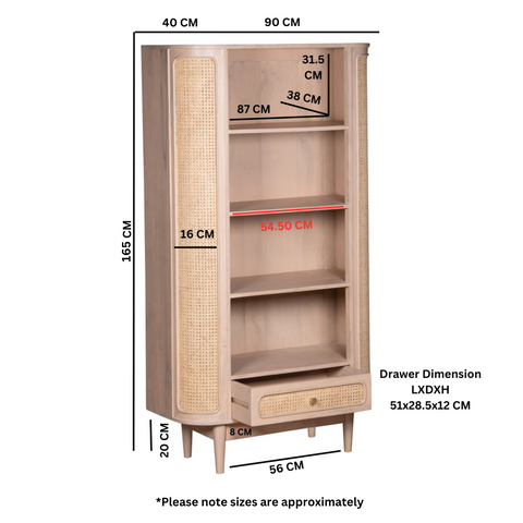 Valencia Cane & Mango Wood Bookcase