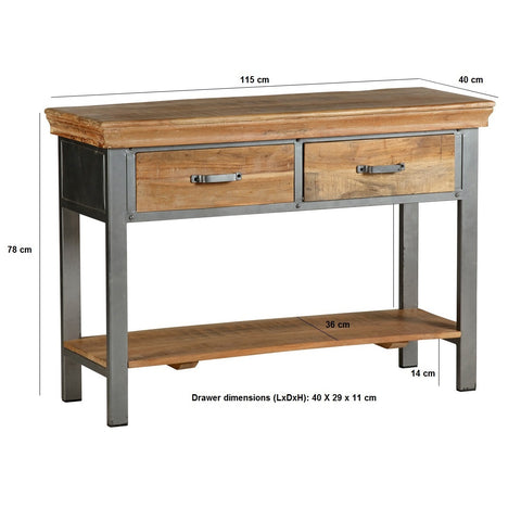 Metropolis Industrial 2 Drawer Console Table