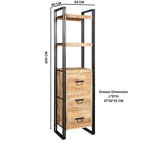 Cosmo Industrial Slim Bookcase