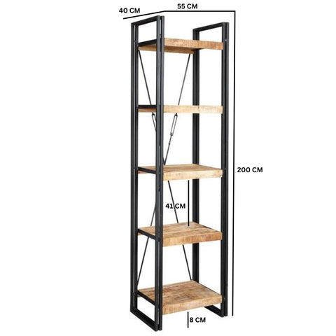 Cosmo Industrial Slim Open Bookcase