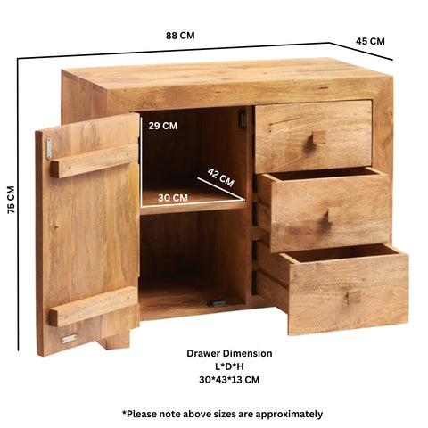 Toko Light Mango 3 Drawer Sideboard