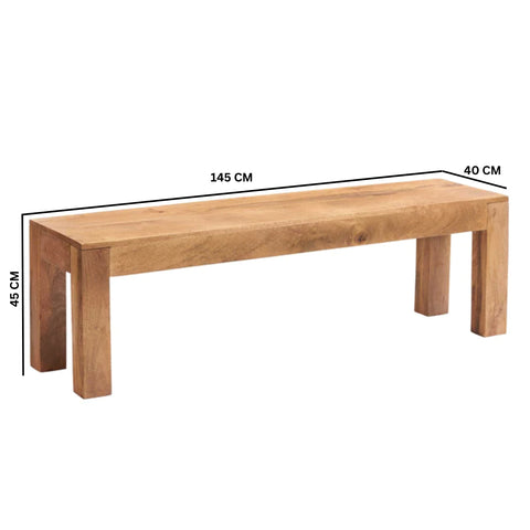Toko Light Mango 6 FT Dining Set with Bench & 4 Slatted Chairs