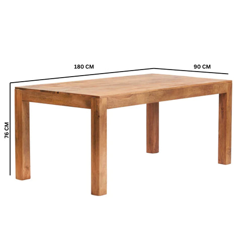 Toko Light Mango 6 FT Dining Set with Bench & 4 Slatted Chairs