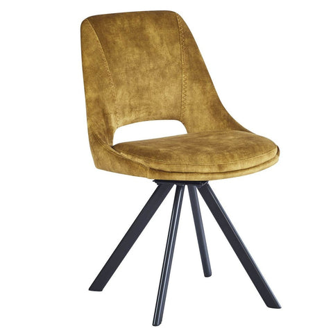 Mustard Velvet Swivel Dining Chair (Set of 2)