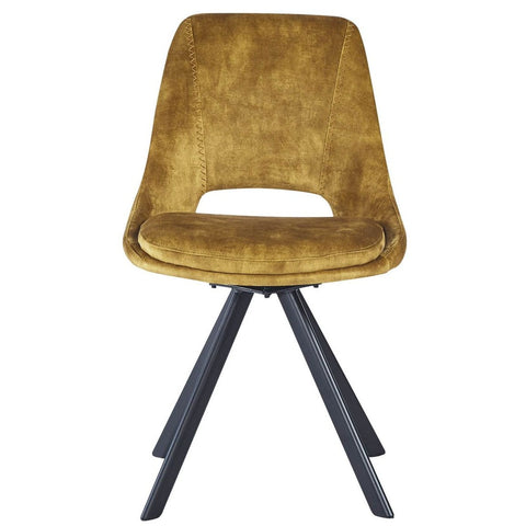 Mustard Velvet Swivel Dining Chair (Set of 2)