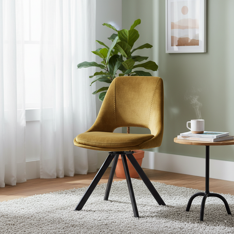 Mustard Velvet Swivel Dining Chair (Set of 2)