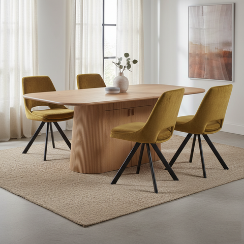 Mustard Velvet Swivel Dining Chair (Set of 2)