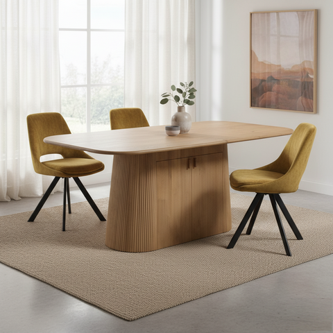 Mustard Velvet Swivel Dining Chair (Set of 2)