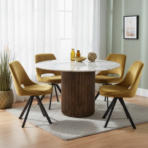 Mustard Velvet Swivel Dining Chair (Set of 2)
