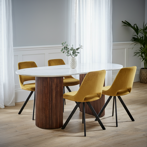 Mustard Velvet Swivel Dining Chair (Set of 2)