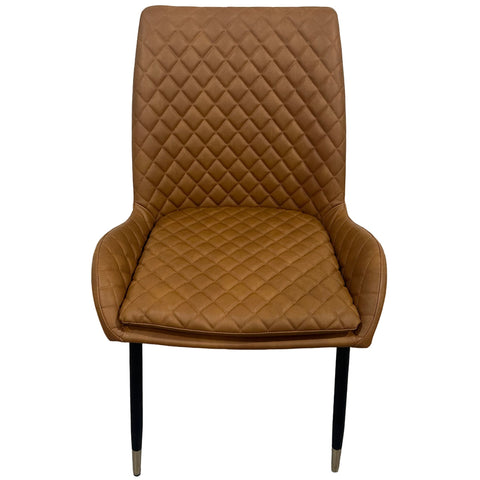 Leather Steel Legs Dining Chairs (Set of 2) - Tan