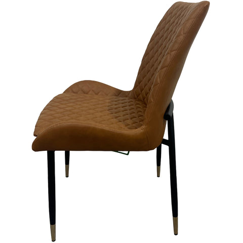 Leather Steel Legs Dining Chairs (Set of 2) - Tan