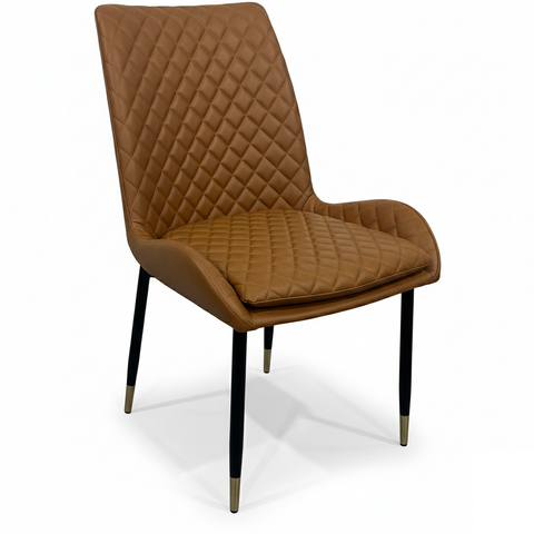 Leather Steel Legs Dining Chairs (Set of 2) - Tan