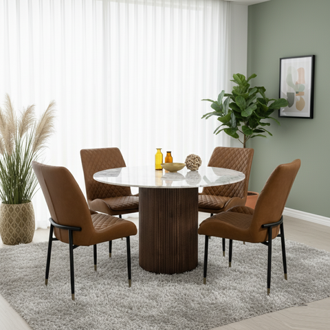 Leather Steel Legs Dining Chairs (Set of 2) - Grey