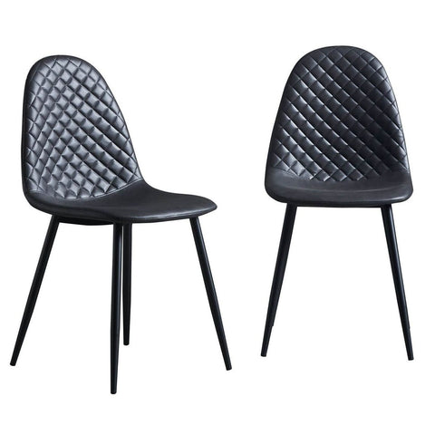 Corona Leather Steel Legs Dining Chairs (Set of 4) - Grey