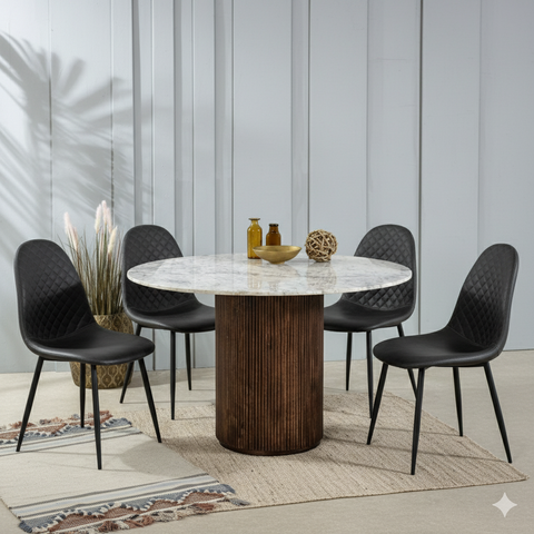 Corona Leather Steel Legs Dining Chairs (Set of 4) - Grey