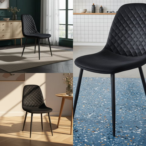 Corona Leather Steel Legs Dining Chairs (Set of 4) - Grey