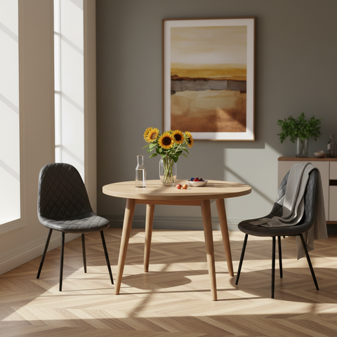 Corona Leather Steel Legs Dining Chairs (Set of 4) - Grey