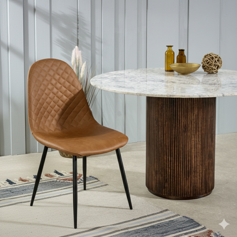Corona Leather Steel Legs Dining Chairs (Set of 4) - Grey