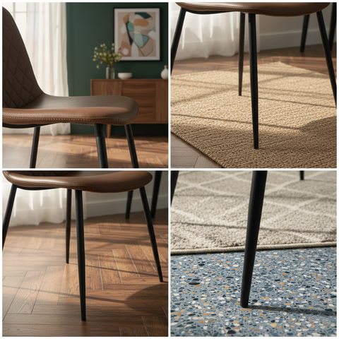 Corona Leather Steel Legs Dining Chairs (Set of 4) - Tan