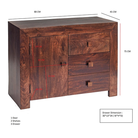 Toko Dark Mango 3 Drawer Sideboard