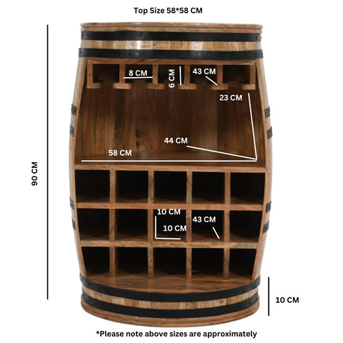 Surrey Solid Dark Wood Barrel Wine Sideboard