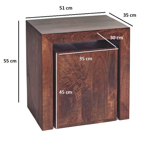 Toko Dark Mango Cubed Nest of 2 Tables