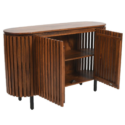 Slatted Mango Wood 2 Doors Sideboard
