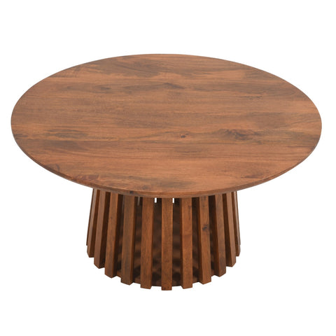 Slatted Mango Wood Round Coffee Table
