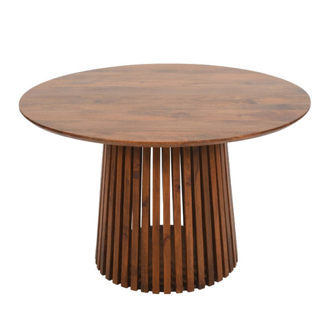 Slatted Mango Wood Round Dining Table