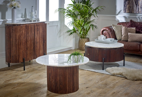 Opal Mango Wood Sideboard With Marble Top & Metal Legs
