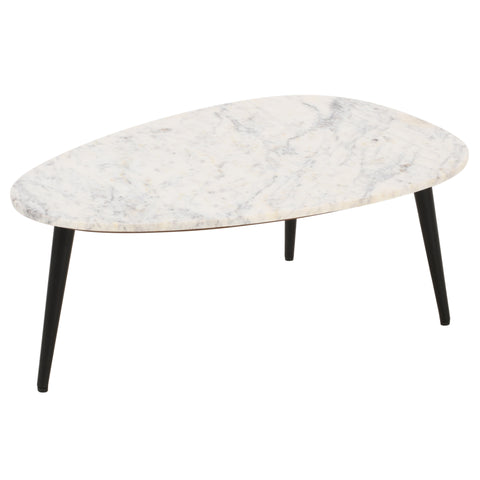 Opal Coffee Table With White Marble Top & Metal Legs