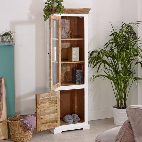 Alfie Wood Bookcase/Display Cabinet - 3 Shelves & 1 Door
