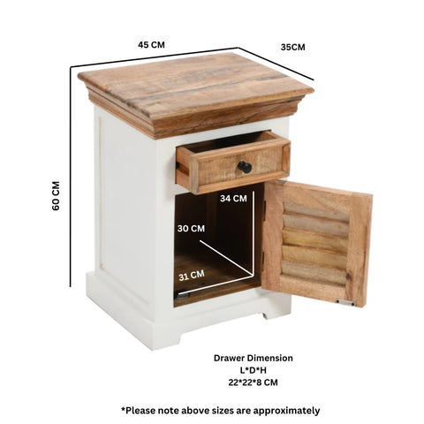 Alfie Solid Mango Wood Bedside Cabinet 1 Drawer + 1 Door