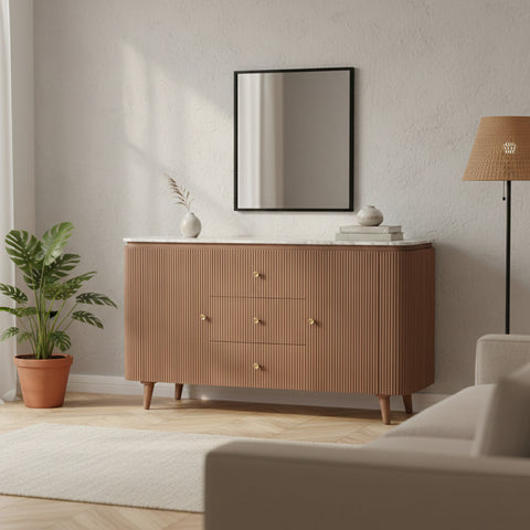 Ashford Natural Marble & Wood Extra Large Sideboard
