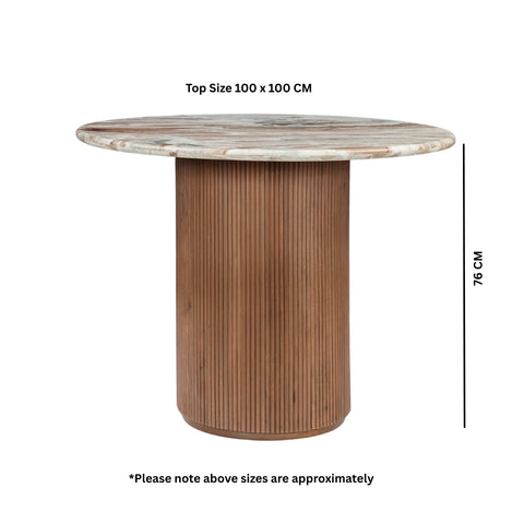 Ashford Round Marble Top with Wood Pedestal Dining Table