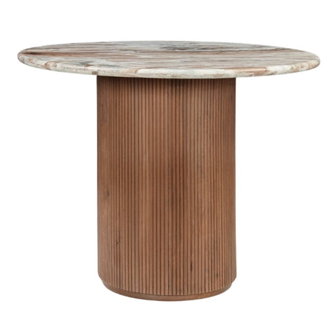 Ashford Round Marble Top with Wood Pedestal Dining Table