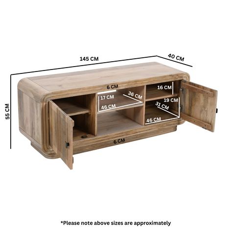 Hudson Carved Mango Wood 2 Doors TV Cabinet