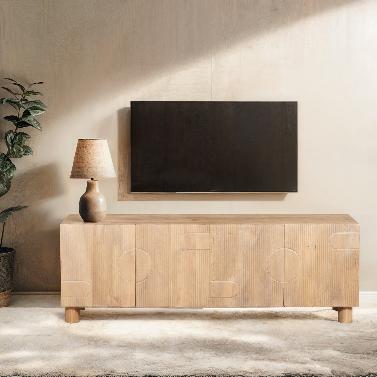 Austin Solid Wood Large Low Board Tv Cabinet 